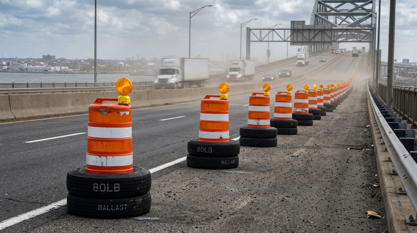 Heavy-Duty Ballasted High-Wind Traffic Barrels - Commercial Rental in Ontario
